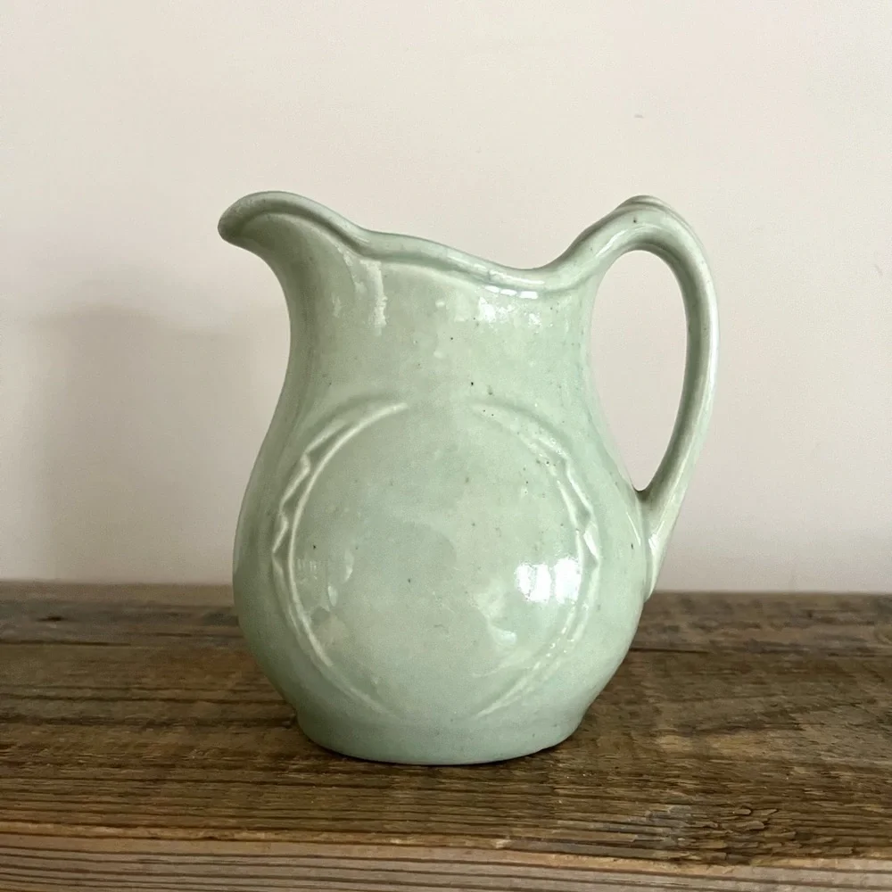 Aqua pottery pitcher or creamer